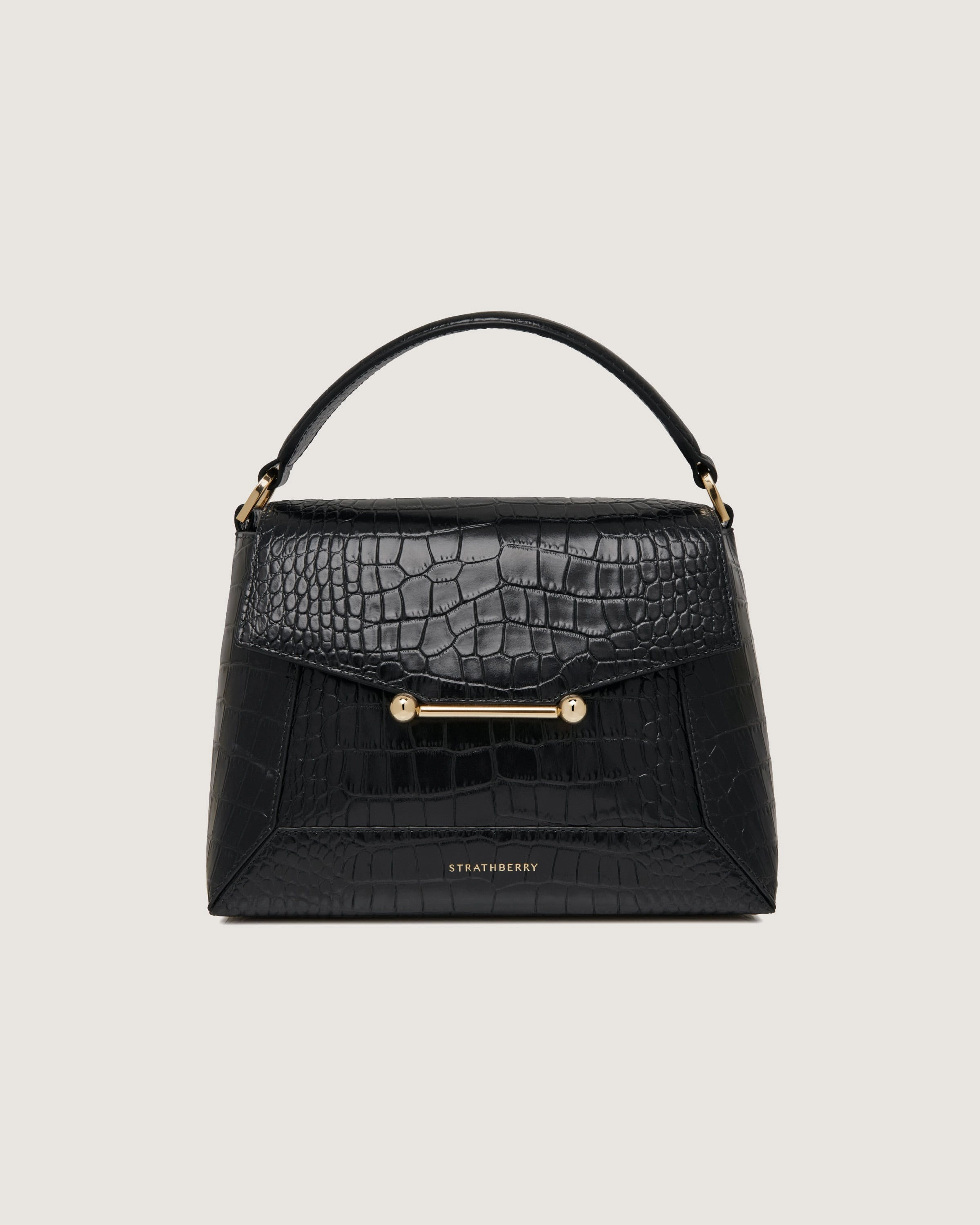 Mosaic Bag - Soft Croc-Embossed Leather Black