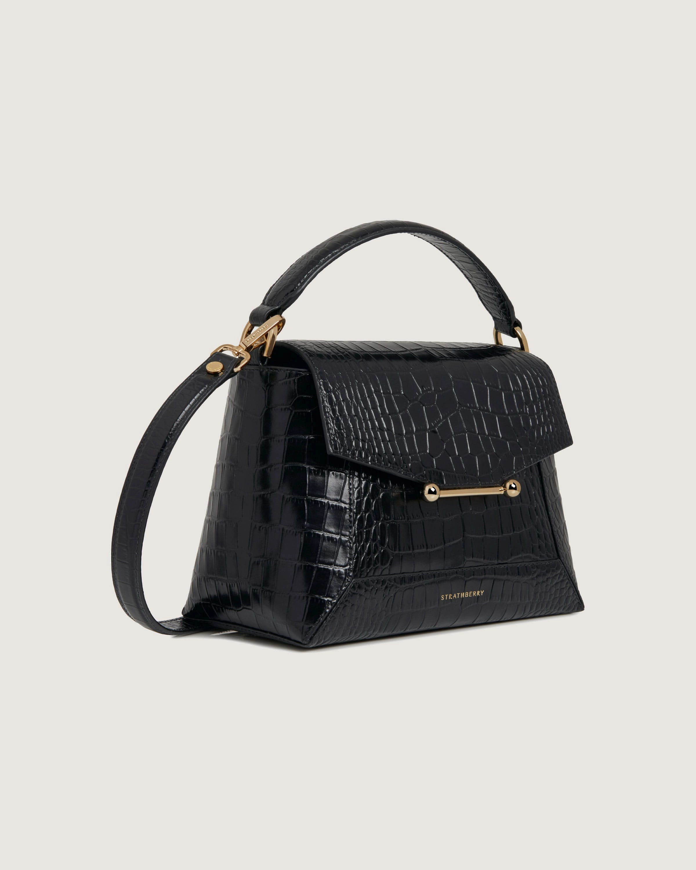 Mosaic Bag - Soft Croc-Embossed Leather Black