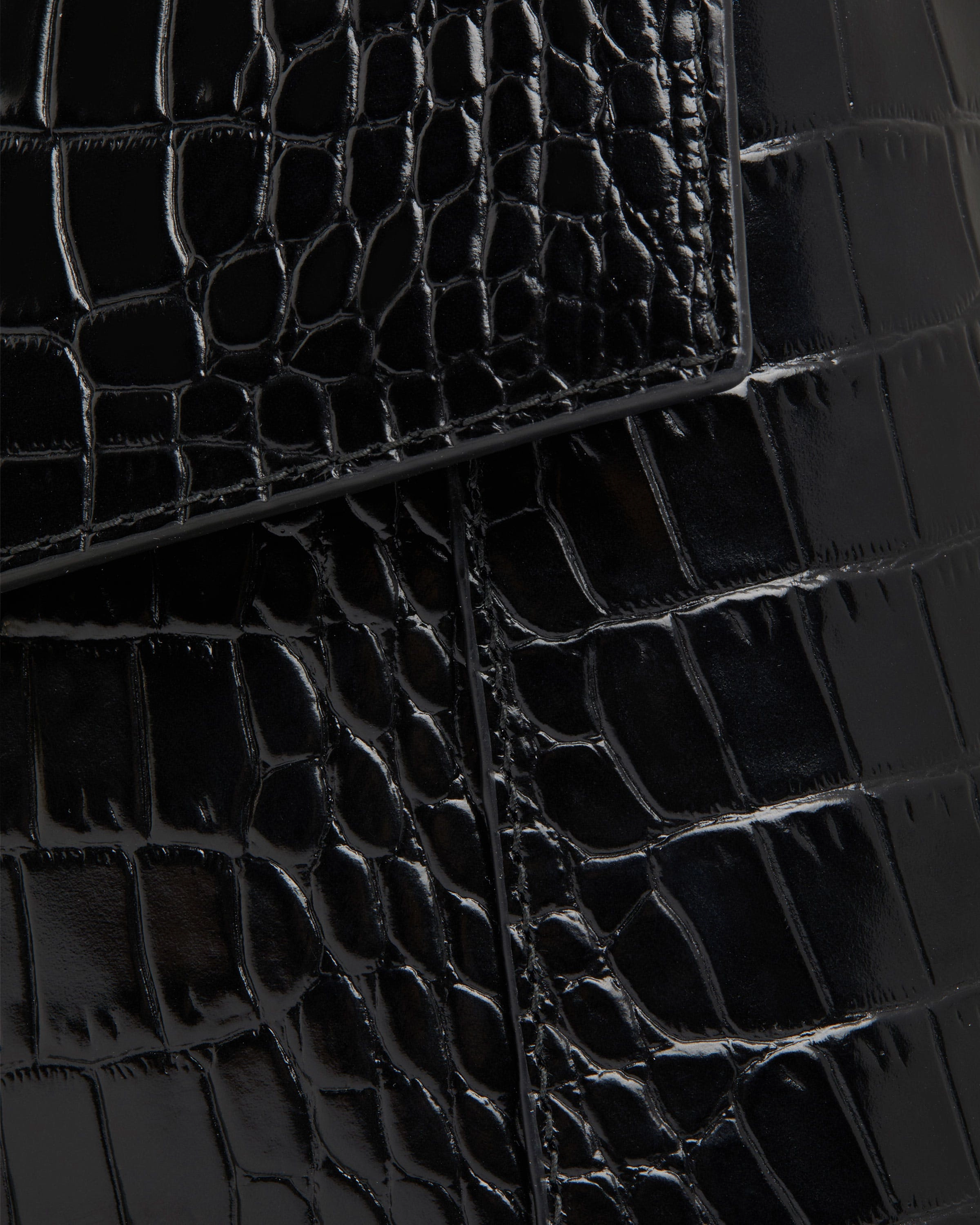 Mosaic Bag - Soft Croc-Embossed Leather Black