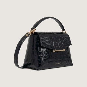 Mosaic Bag - Soft Croc-Embossed Leather Black