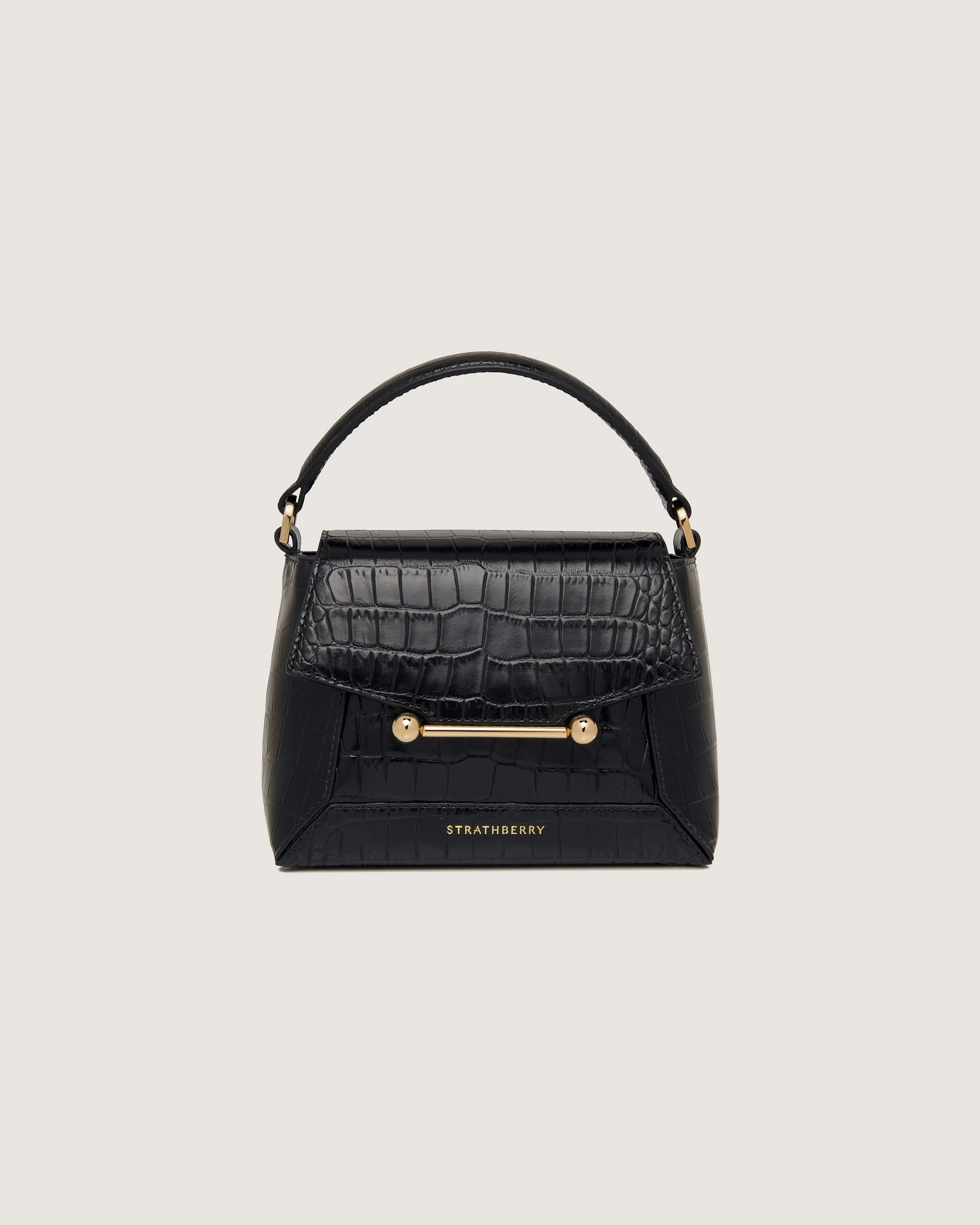 Mosaic Nano - Soft Croc-Embossed Leather Black