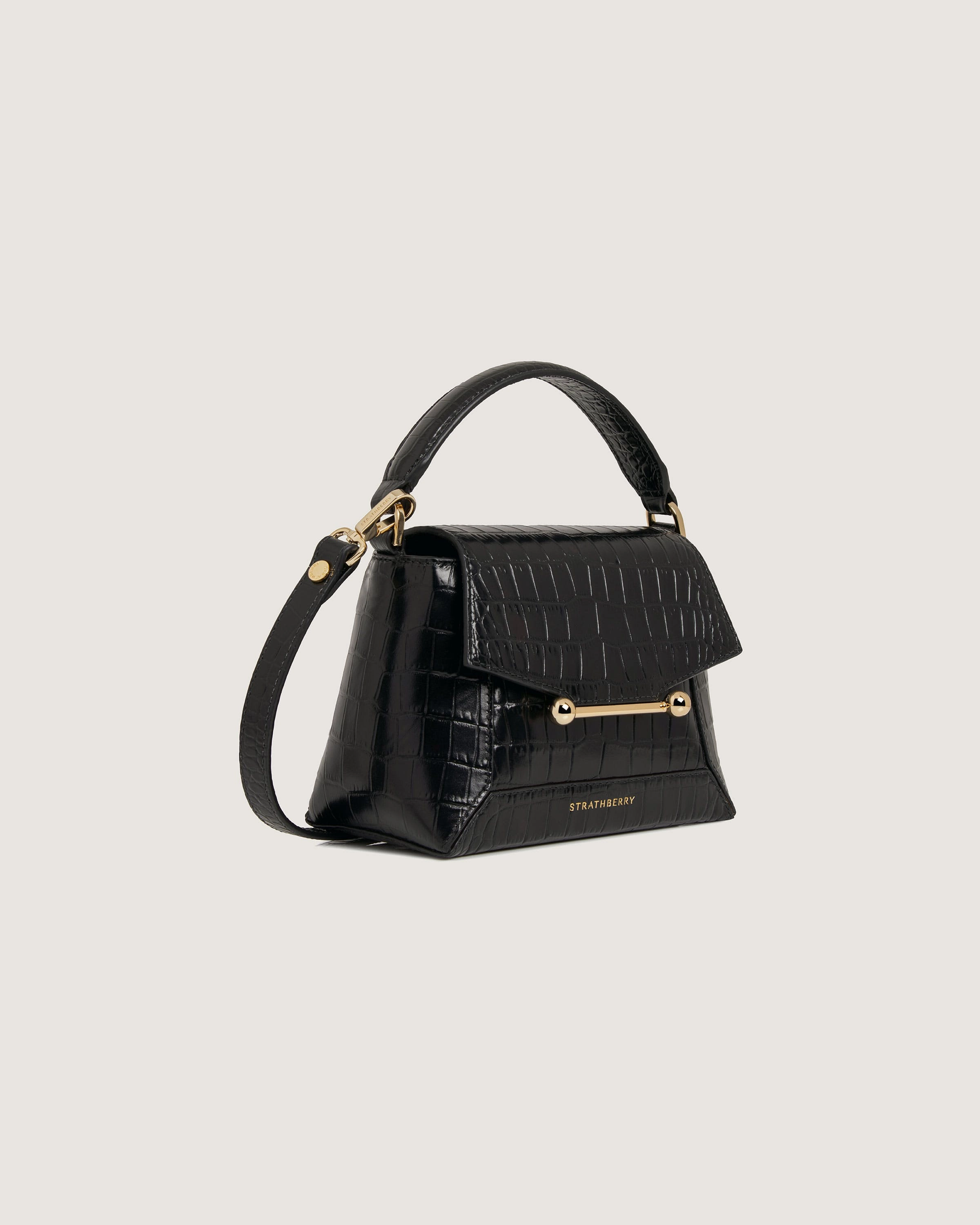 Mosaic Nano - Soft Croc-Embossed Leather Black