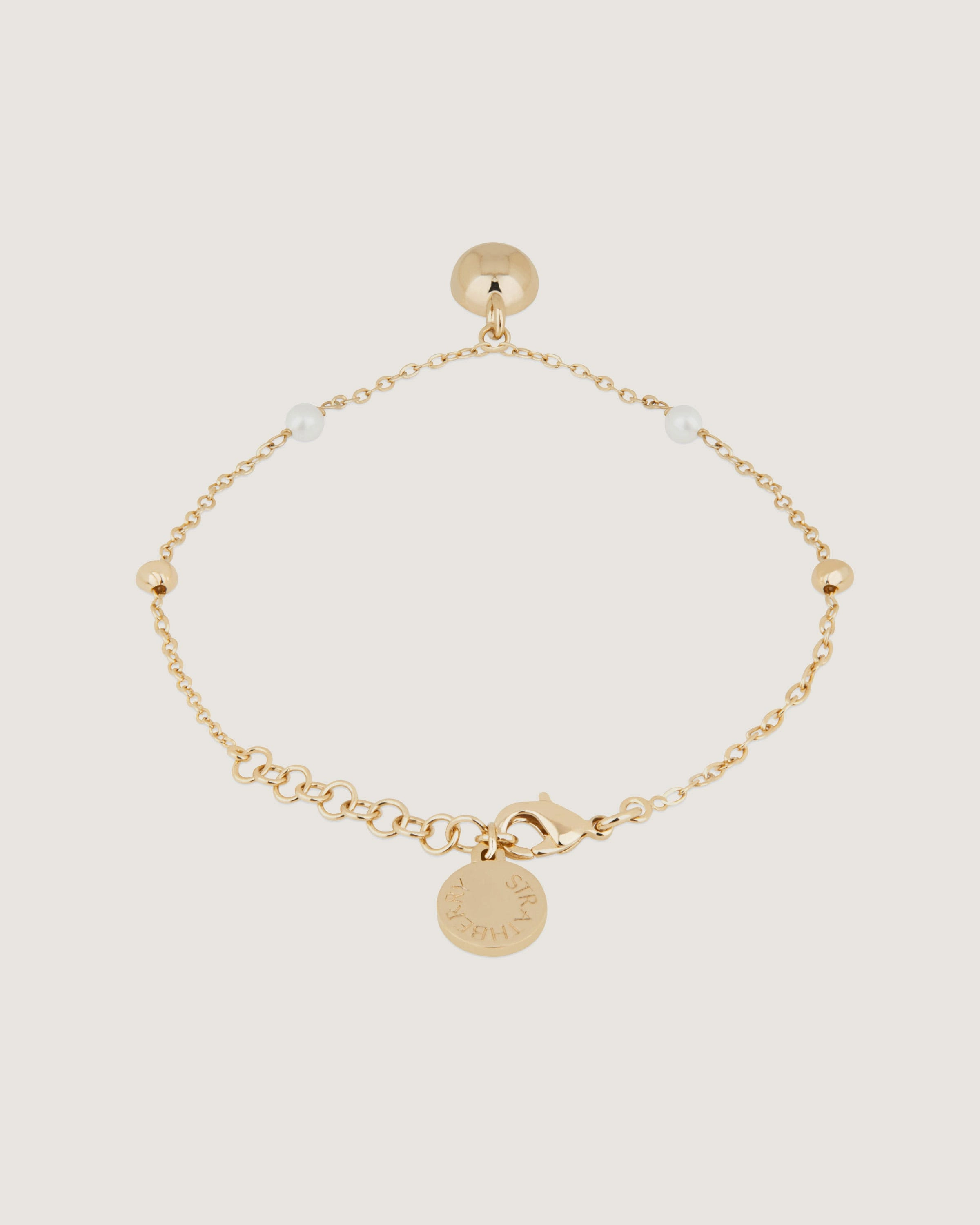 Pearl Chain Bracelet - 22 Carat Gold Gilded