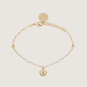 Pearl Chain Bracelet - 22 Carat Gold Gilded
