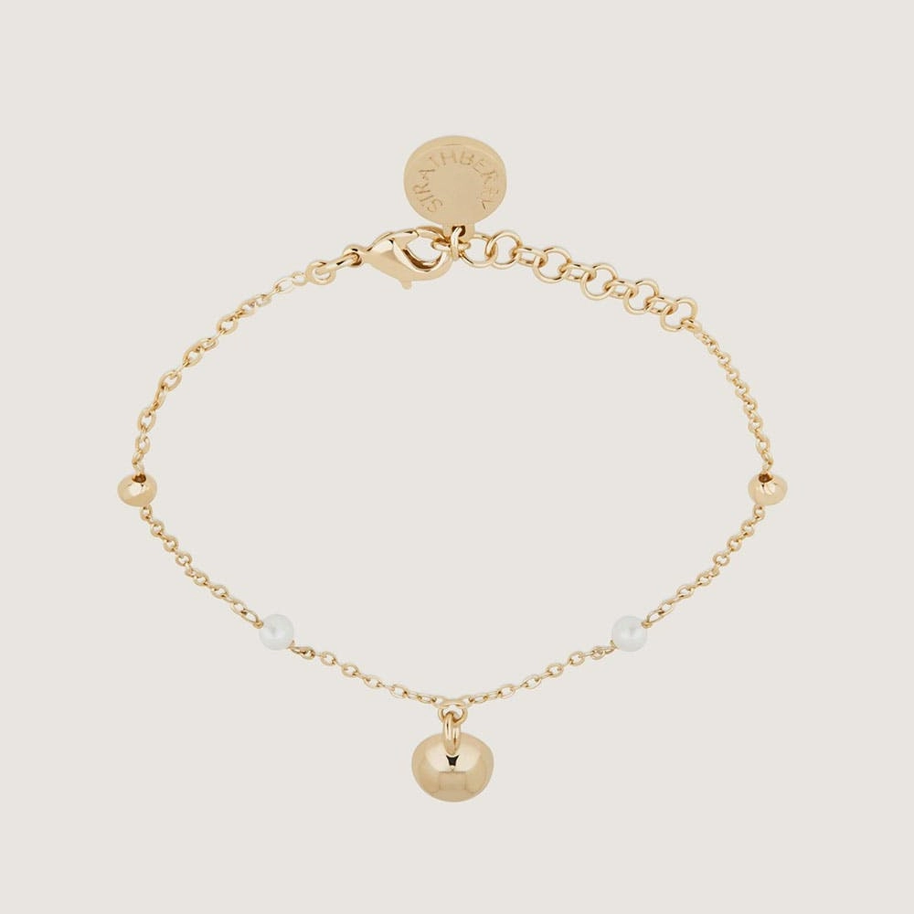 Pearl Chain Bracelet - 22 Carat Gold Gilded
