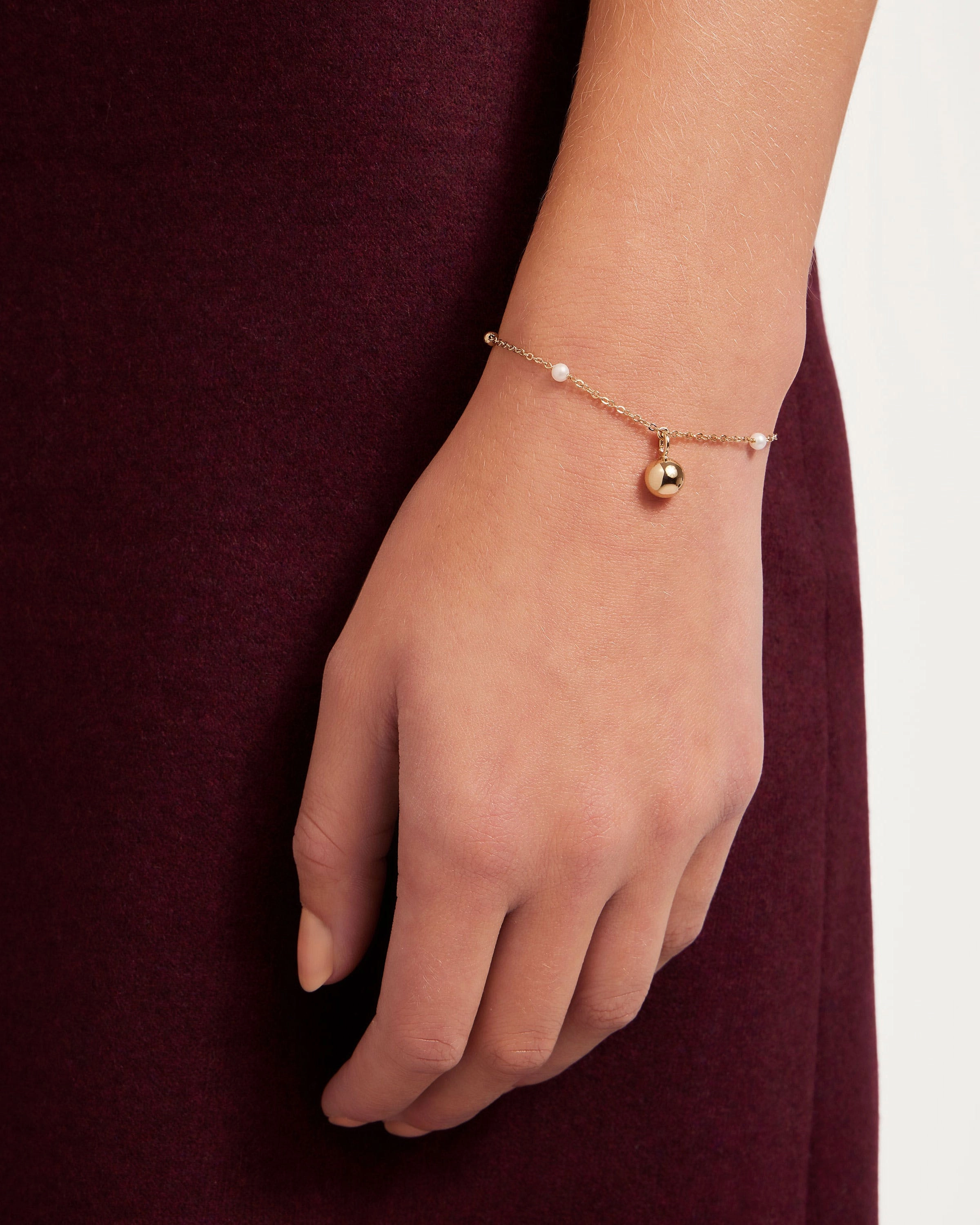 Pearl Chain Bracelet - 22 Carat Gold Gilded