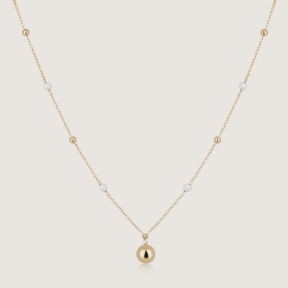 Pearl Chain Necklace - 22 Carat Gold Gilded