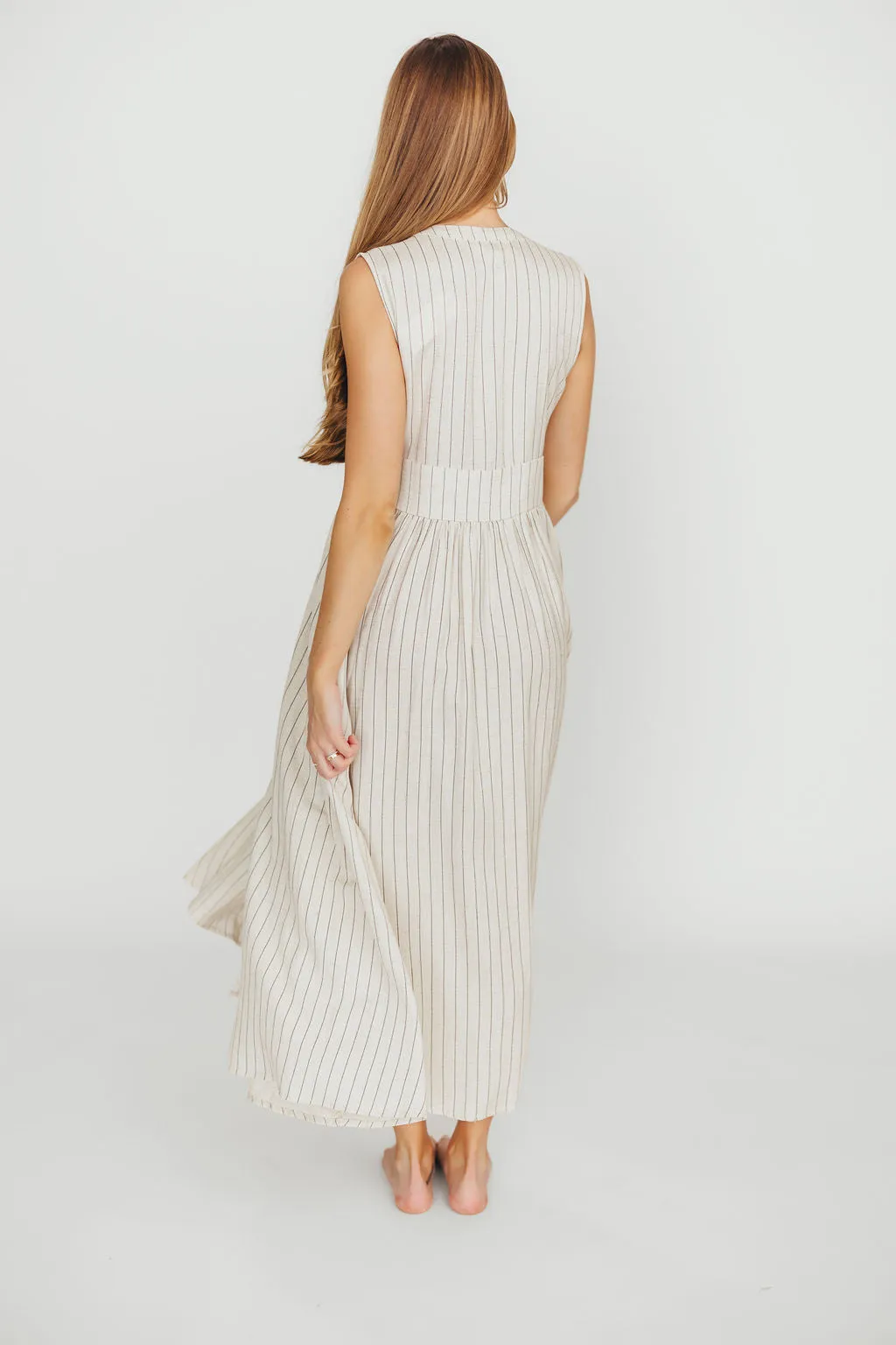 Pippy Button Down Maxi Dress in Natural/Black - Nursing Friendly