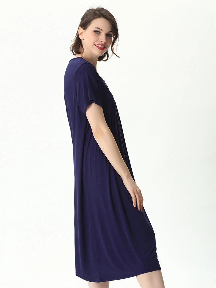 Plus Size Casual Nightgown Midi Loungewear Sleepwear