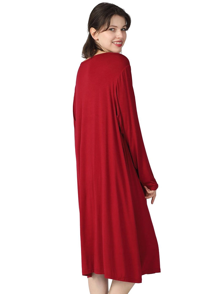 Plus Size Casual Nightgown Midi Loungewear Sleepwear