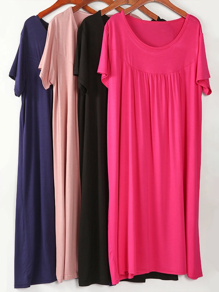 Plus Size Casual Nightgown Midi Loungewear Sleepwear