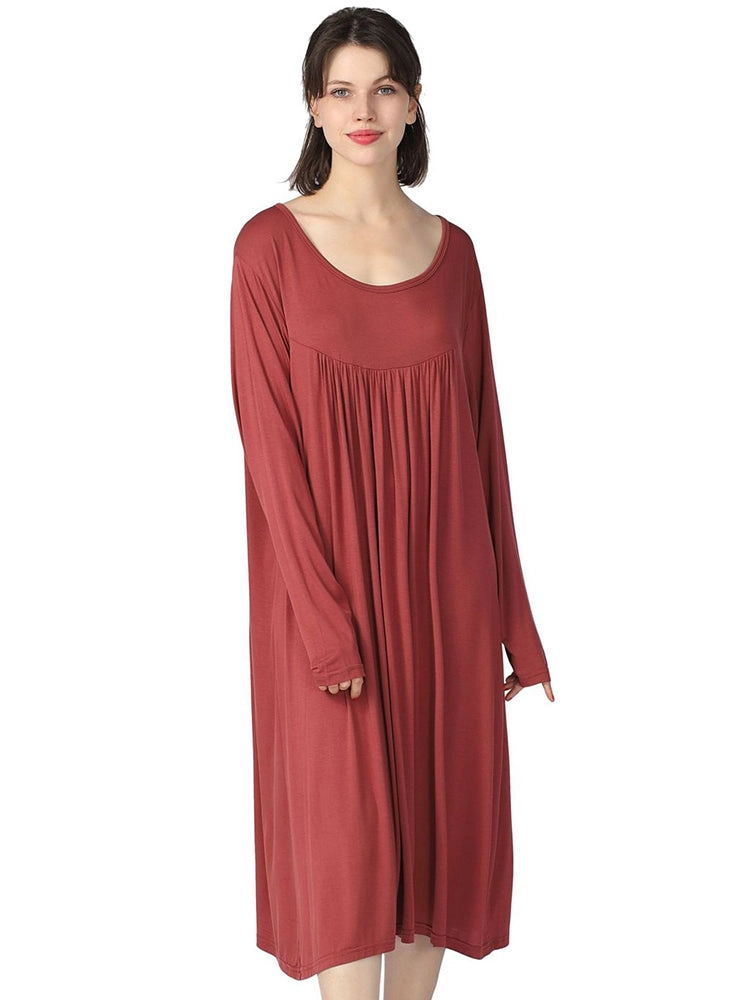 Plus Size Casual Nightgown Midi Loungewear Sleepwear