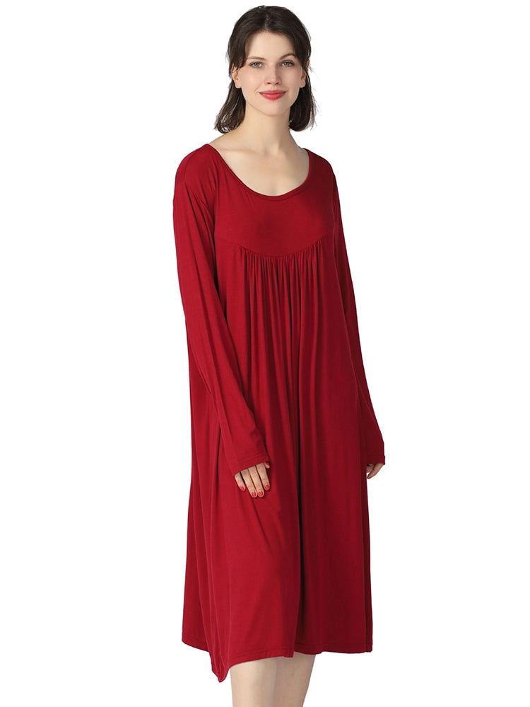 Plus Size Casual Nightgown Midi Loungewear Sleepwear
