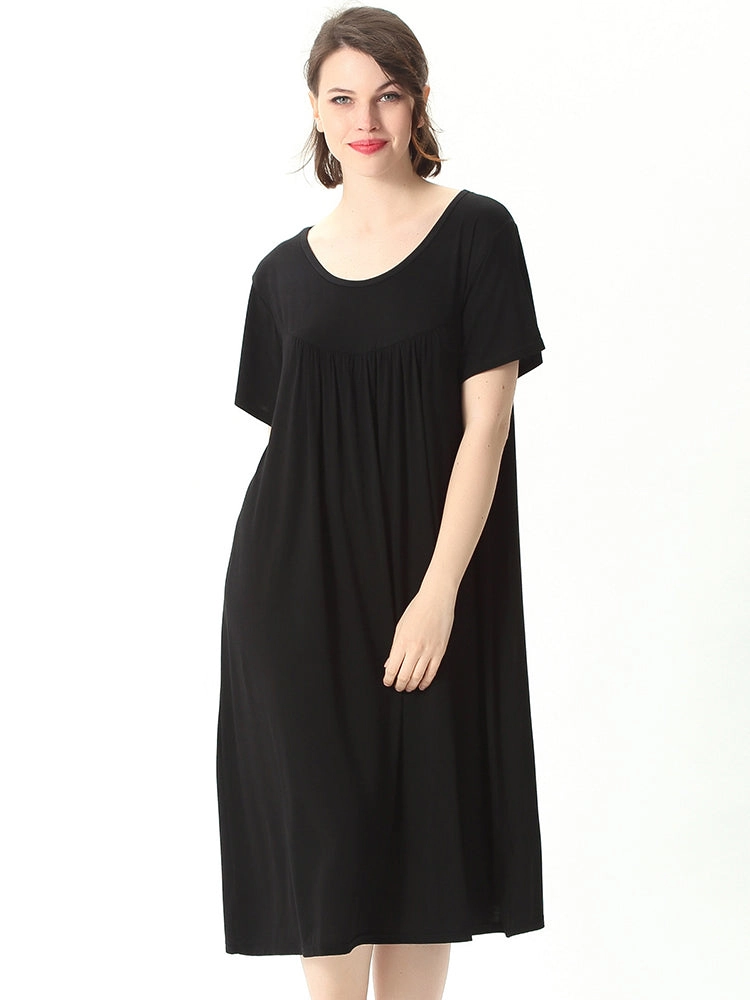 Plus Size Casual Nightgown Midi Loungewear Sleepwear
