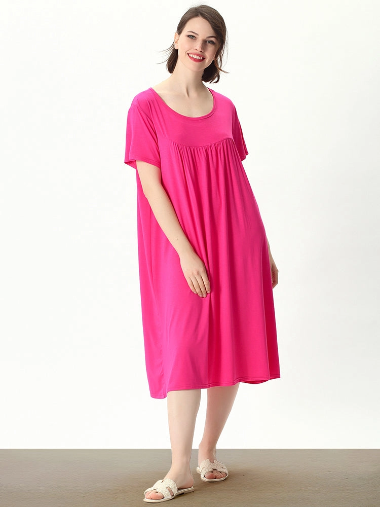 Plus Size Casual Nightgown Midi Loungewear Sleepwear