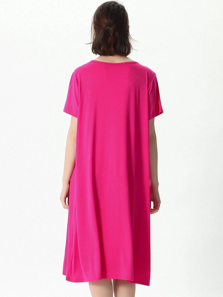 Plus Size Casual Nightgown Midi Loungewear Sleepwear