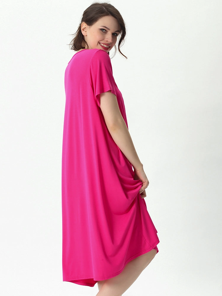 Plus Size Casual Nightgown Midi Loungewear Sleepwear