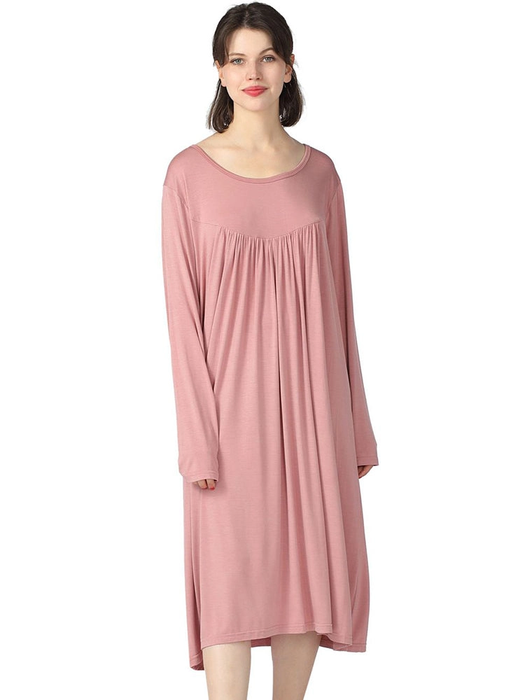 Plus Size Casual Nightgown Midi Loungewear Sleepwear