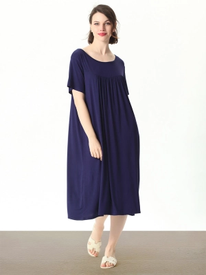 Plus Size Casual Nightgown Midi Loungewear Sleepwear