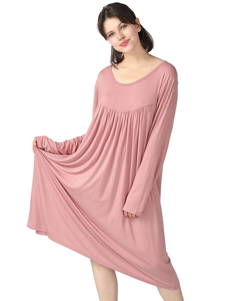 Plus Size Casual Nightgown Midi Loungewear Sleepwear