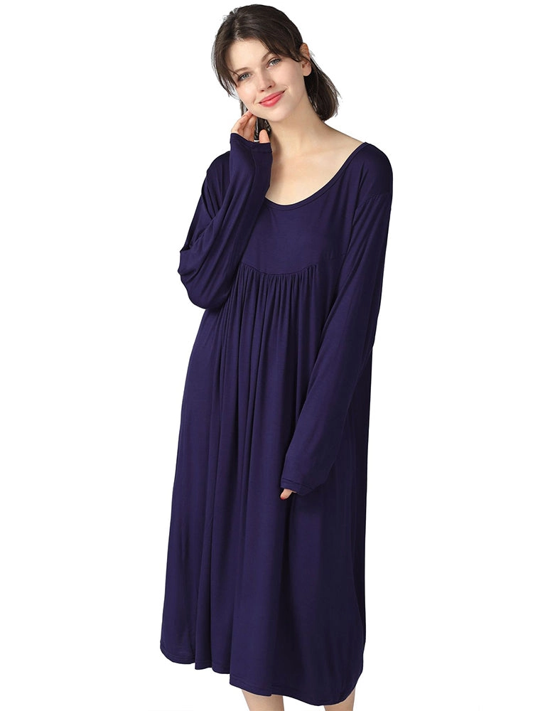 Plus Size Casual Nightgown Midi Loungewear Sleepwear