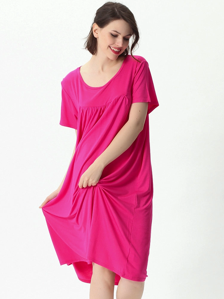 Plus Size Casual Nightgown Midi Loungewear Sleepwear