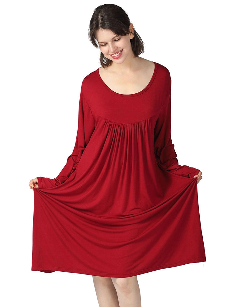 Plus Size Casual Nightgown Midi Loungewear Sleepwear