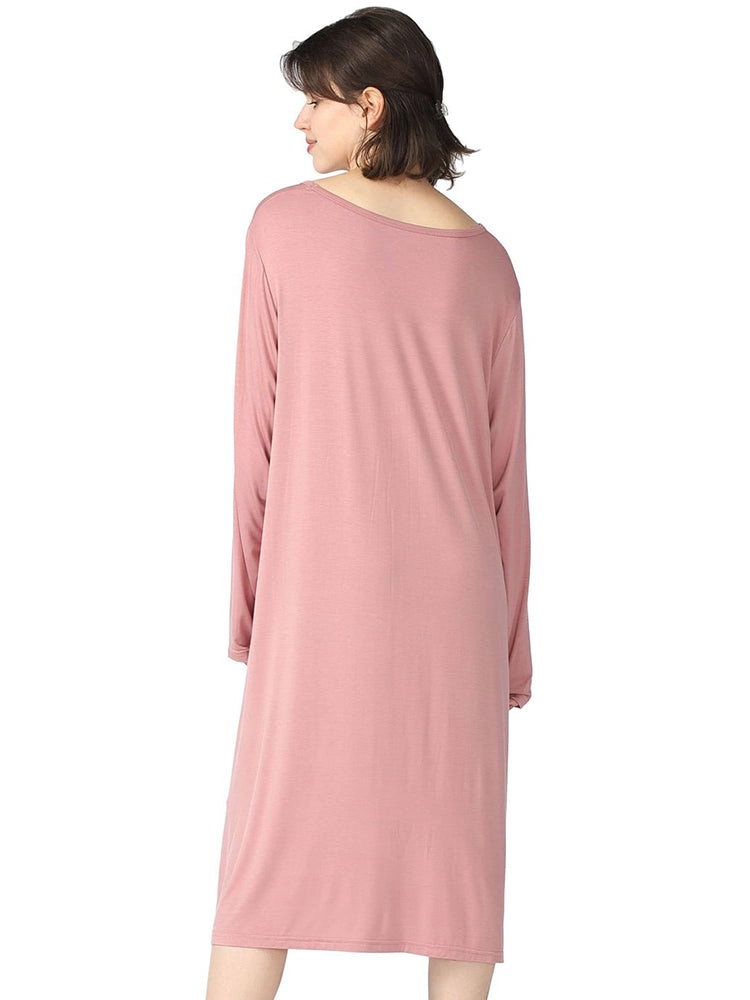 Plus Size Casual Nightgown Midi Loungewear Sleepwear
