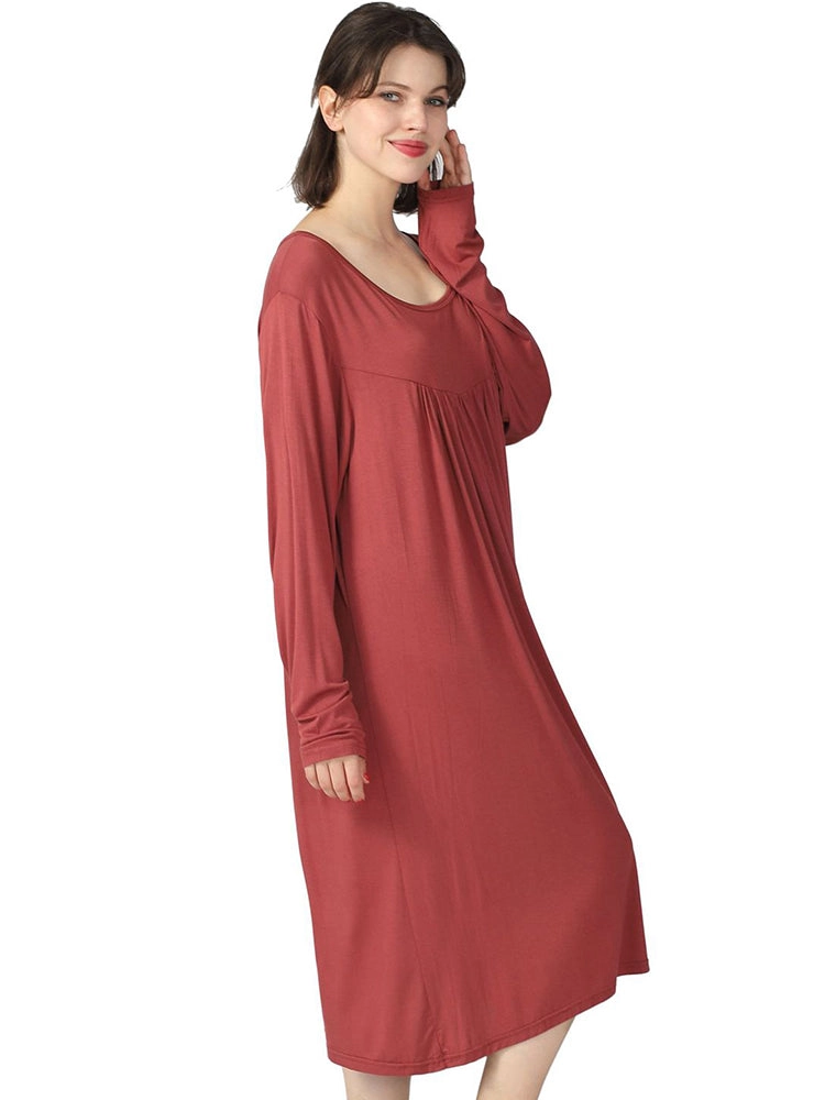 Plus Size Casual Nightgown Midi Loungewear Sleepwear