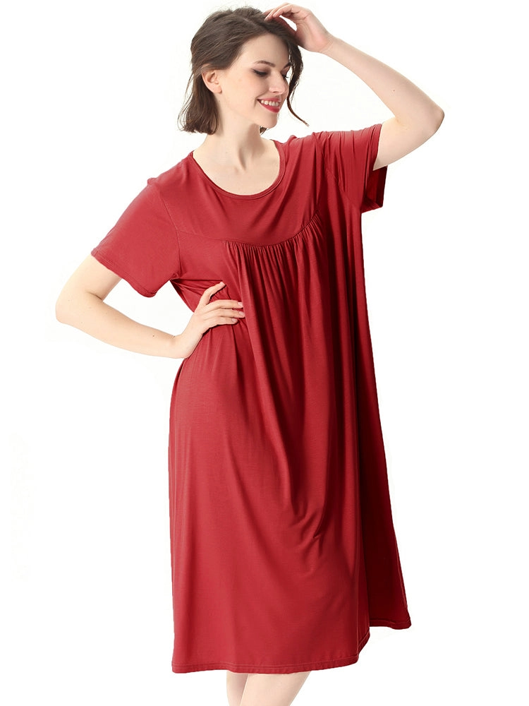 Plus Size Casual Nightgown Midi Loungewear Sleepwear