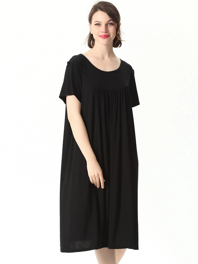 Plus Size Casual Nightgown Midi Loungewear Sleepwear