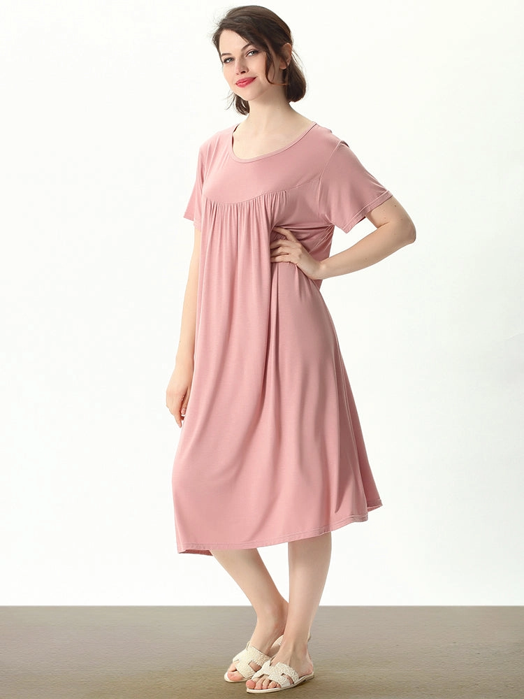 Plus Size Casual Nightgown Midi Loungewear Sleepwear