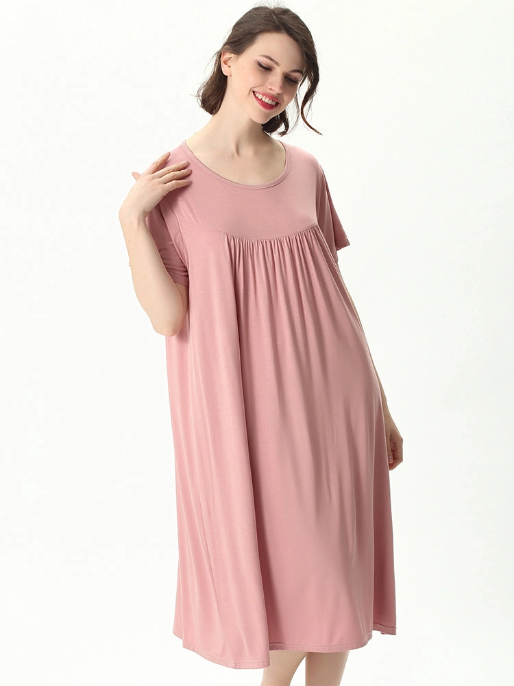 Plus Size Casual Nightgown Midi Loungewear Sleepwear