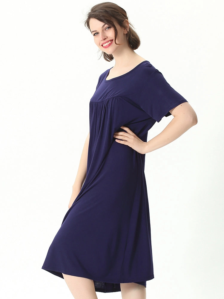 Plus Size Casual Nightgown Midi Loungewear Sleepwear
