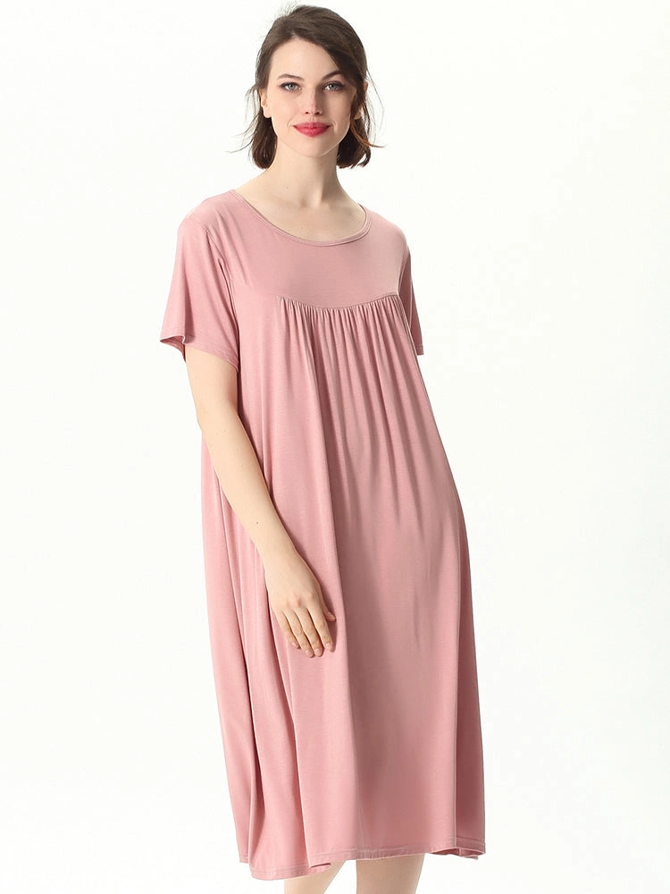 Plus Size Casual Nightgown Midi Loungewear Sleepwear