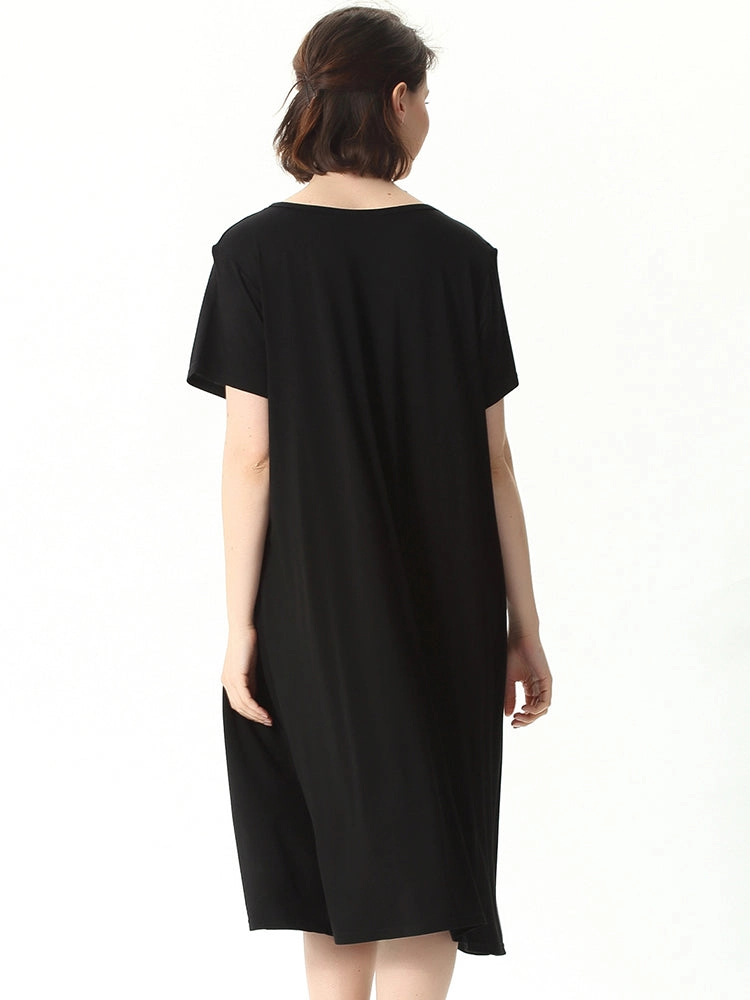 Plus Size Casual Nightgown Midi Loungewear Sleepwear