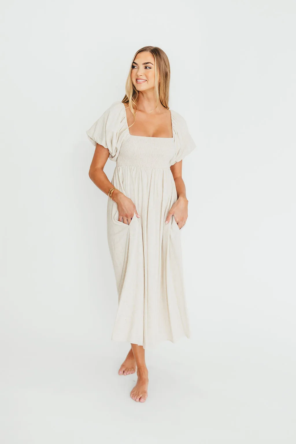 Rosalie Maxi Dress in Linen - Bump-Friendly