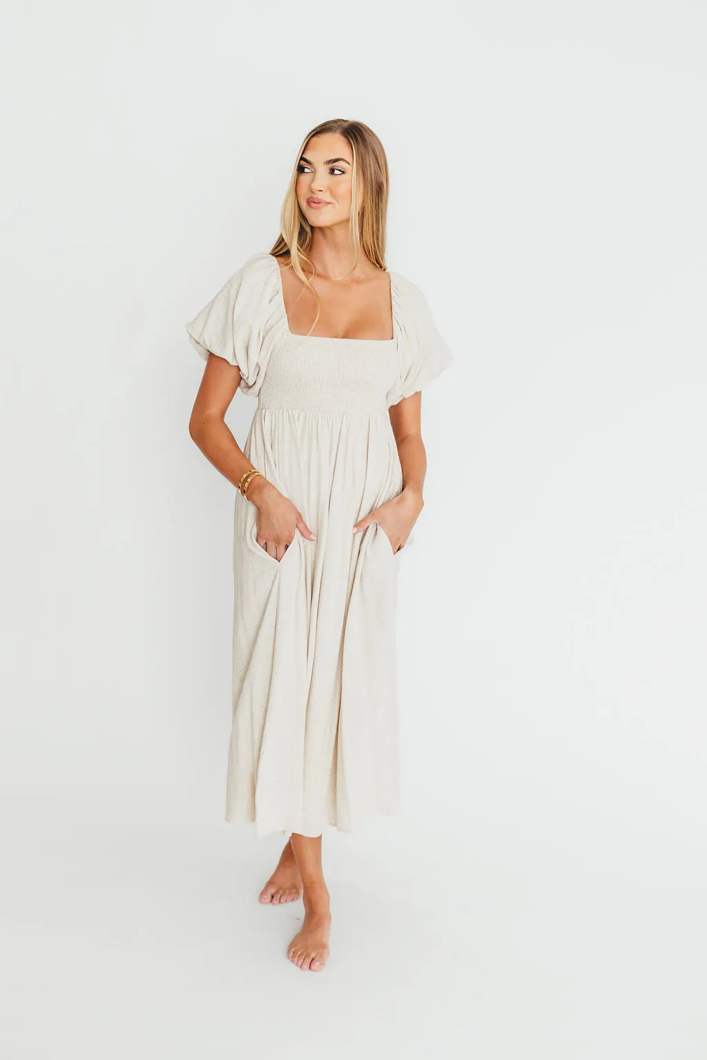 Rosalie Maxi Dress in Linen - Bump-Friendly