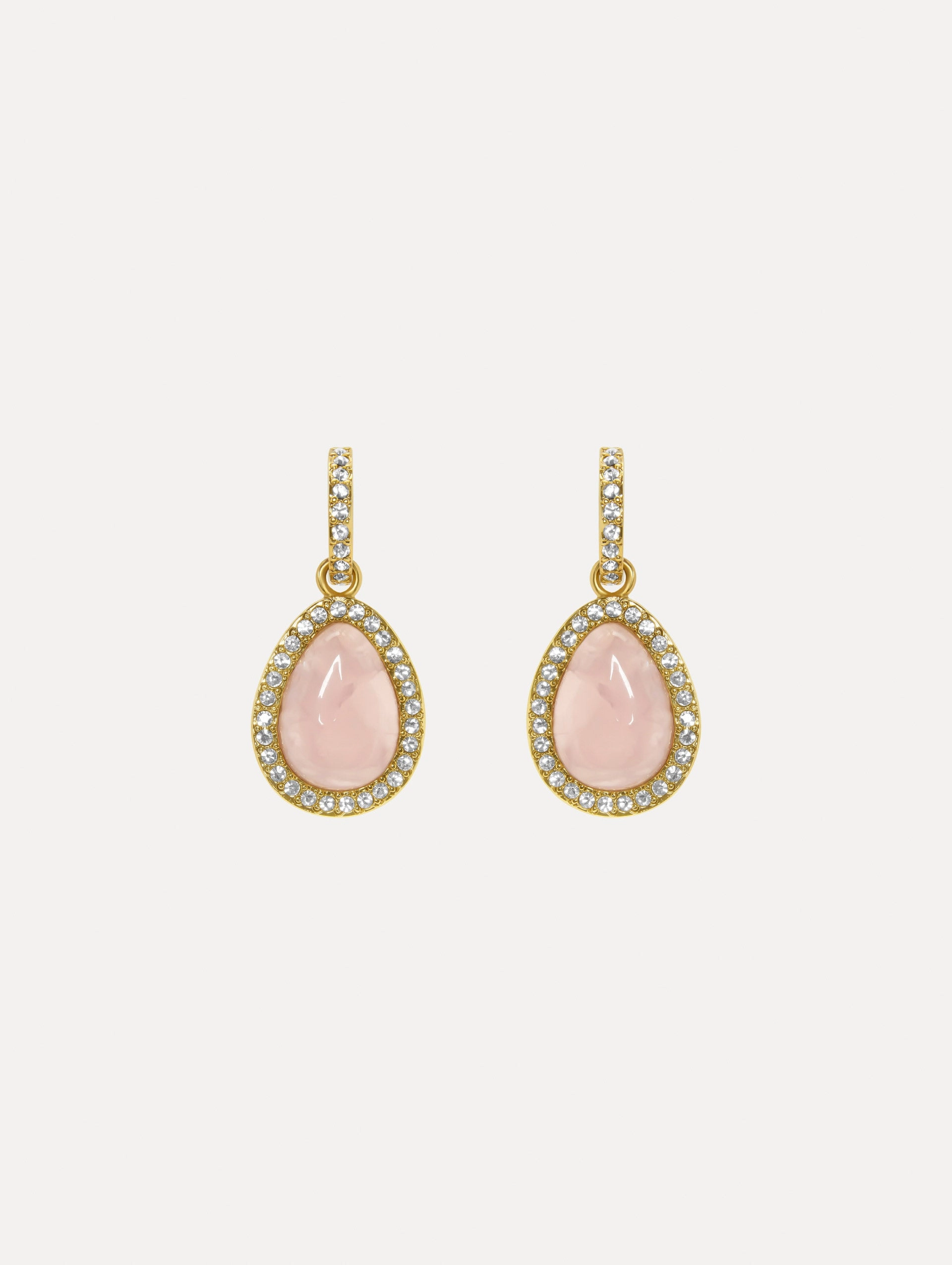 Rose Quartz Cabochon Drop Earrings
