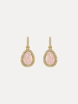 Rose Quartz Cabochon Drop Earrings