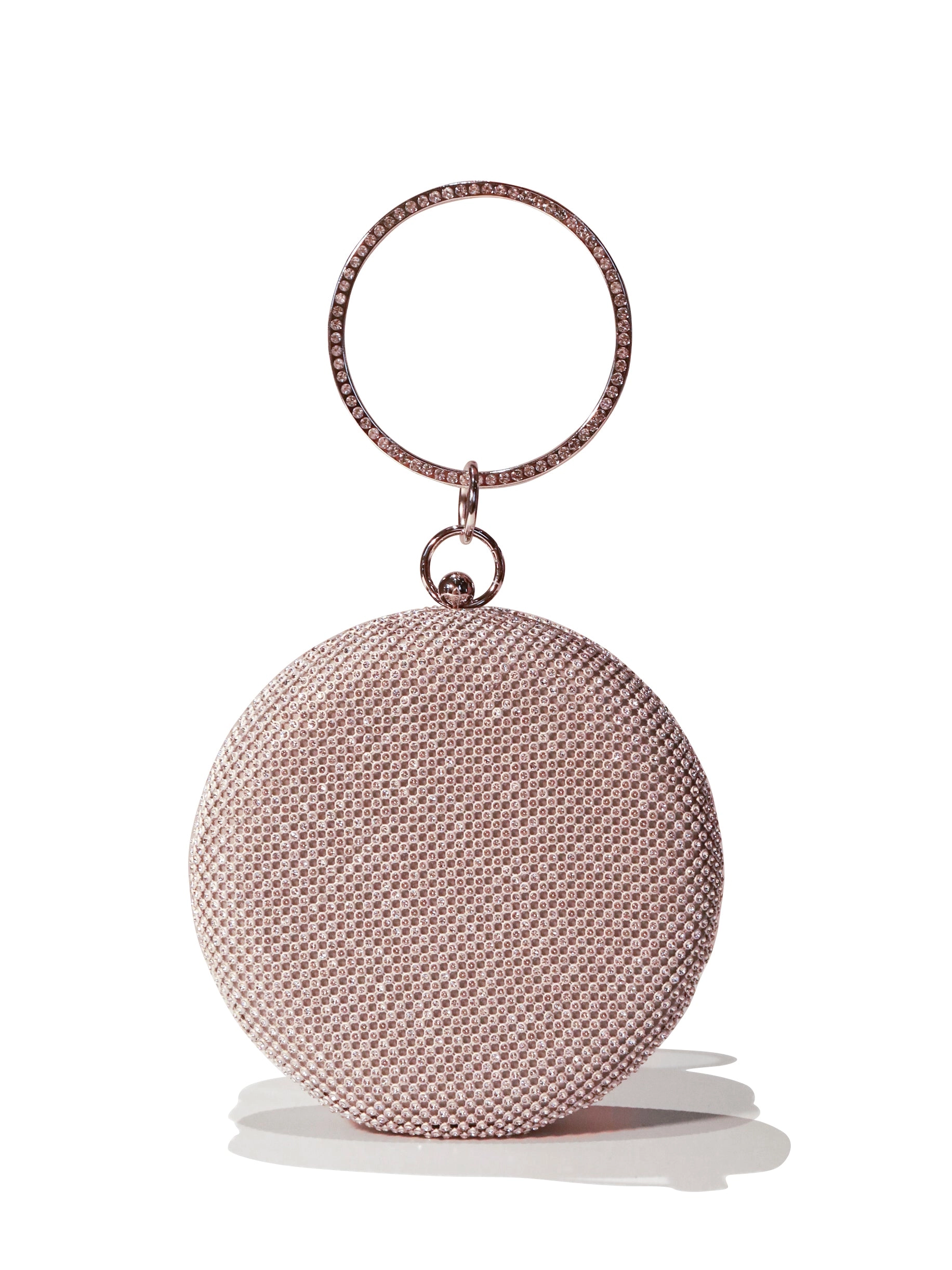 Round Purse Clutches Rhinestone Ring Handbag Crossbody Bag