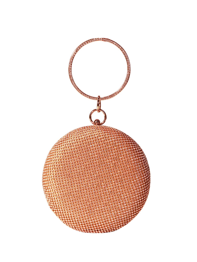 Round Purse Clutches Rhinestone Ring Handbag Crossbody Bag