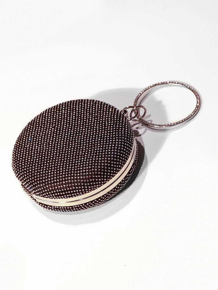 Round Purse Clutches Rhinestone Ring Handbag Crossbody Bag