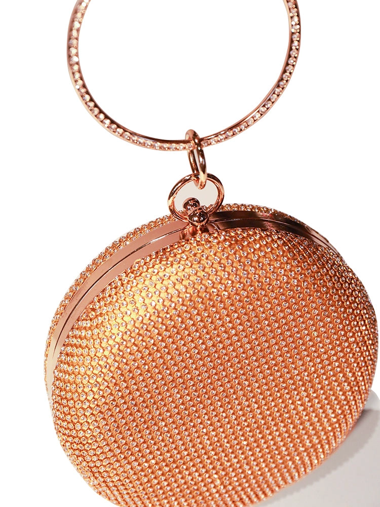 Round Purse Clutches Rhinestone Ring Handbag Crossbody Bag