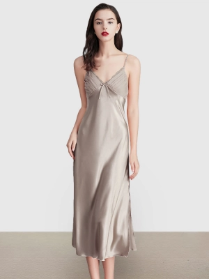 Sexy Sleeveless Satin Nightgowns Loungewears Midi Dresses