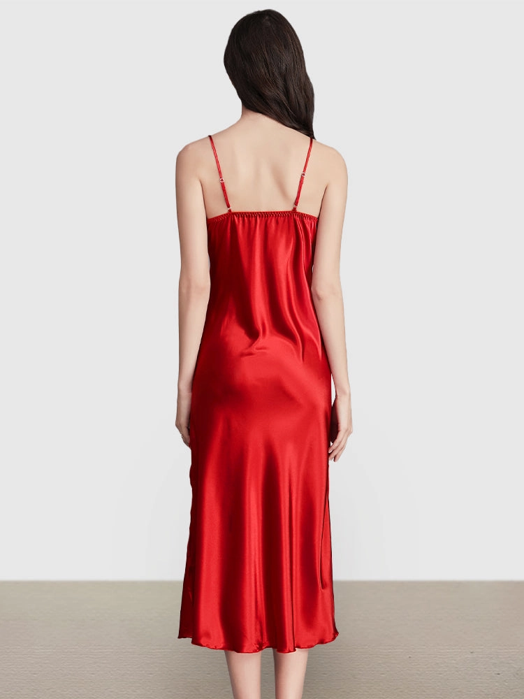 Sexy Sleeveless Satin Nightgowns Loungewears Midi Dresses