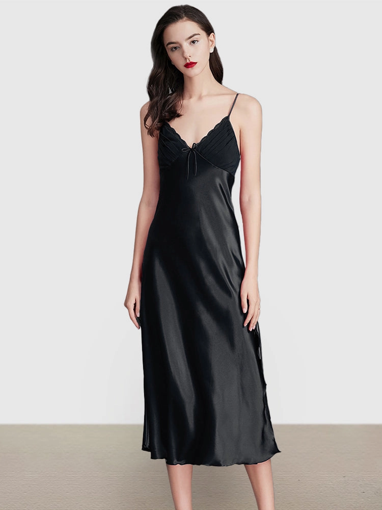 Sexy Sleeveless Satin Nightgowns Loungewears Midi Dresses