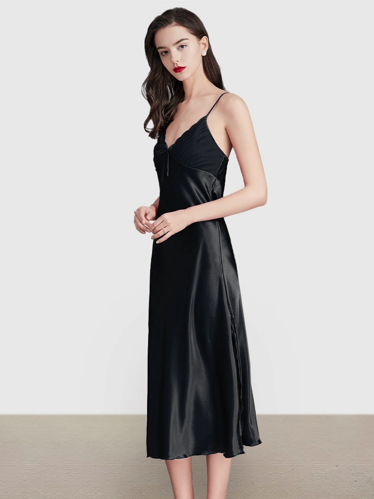 Sexy Sleeveless Satin Nightgowns Loungewears Midi Dresses