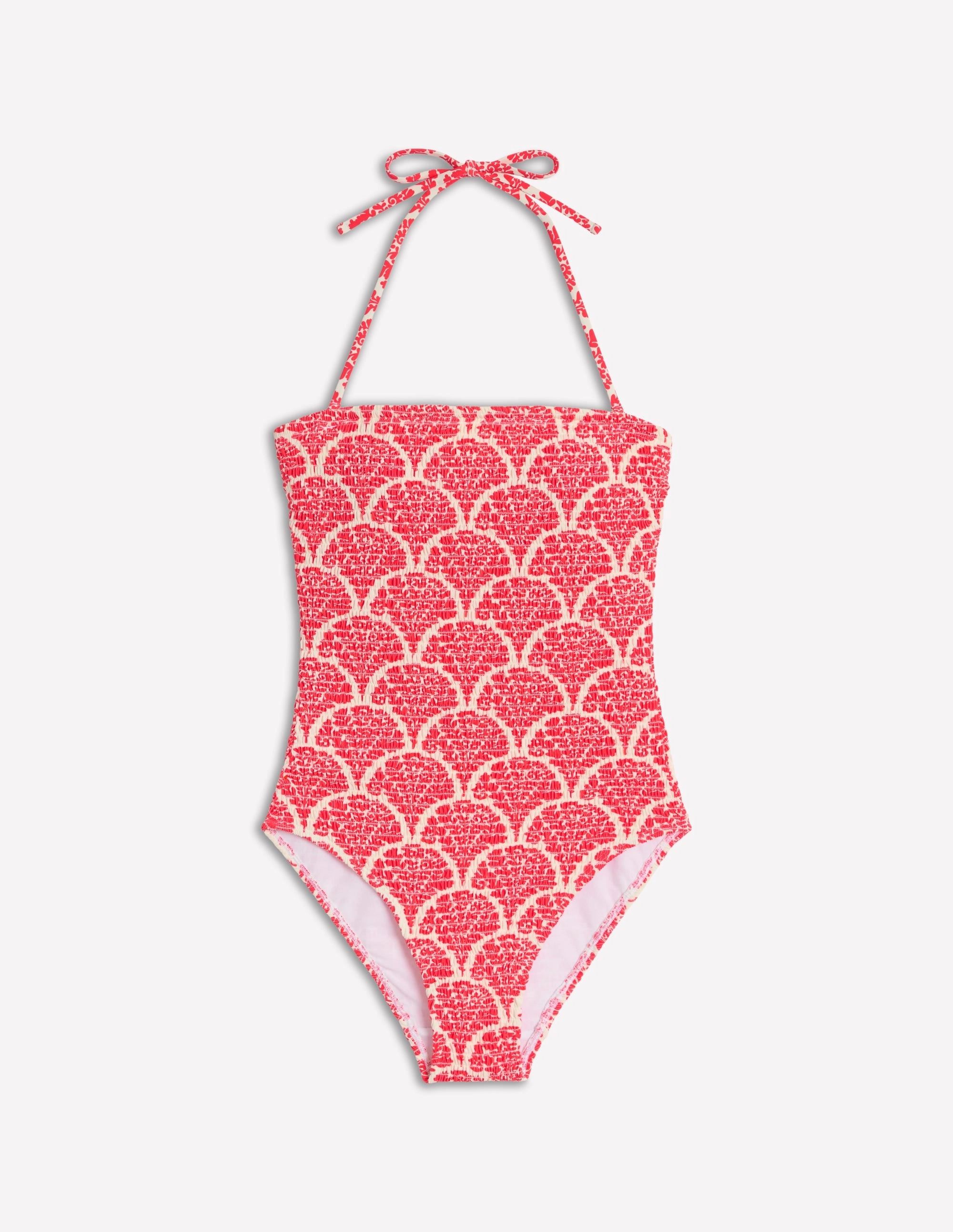 Skyros Smocked Swimsuit-Jam Red. Blossomy