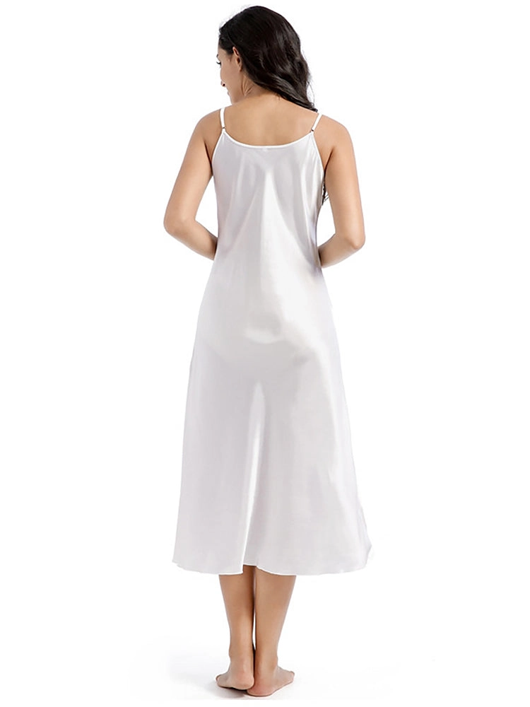 Soft Mid-Length Slim V-Neck Sling Nightdress
